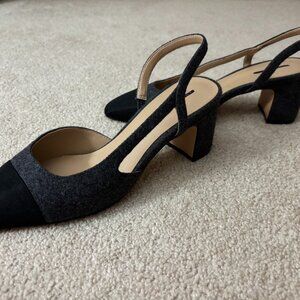 Ann Taylor NWOT Flannel Cap Toe Block Heel Slingback Pumps - 8